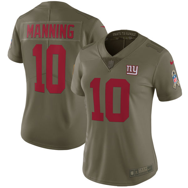 Women New York Giants #10 Manning Nike Olive Salute To Service Limited NFL Jerseys->women nfl jersey->Women Jersey
